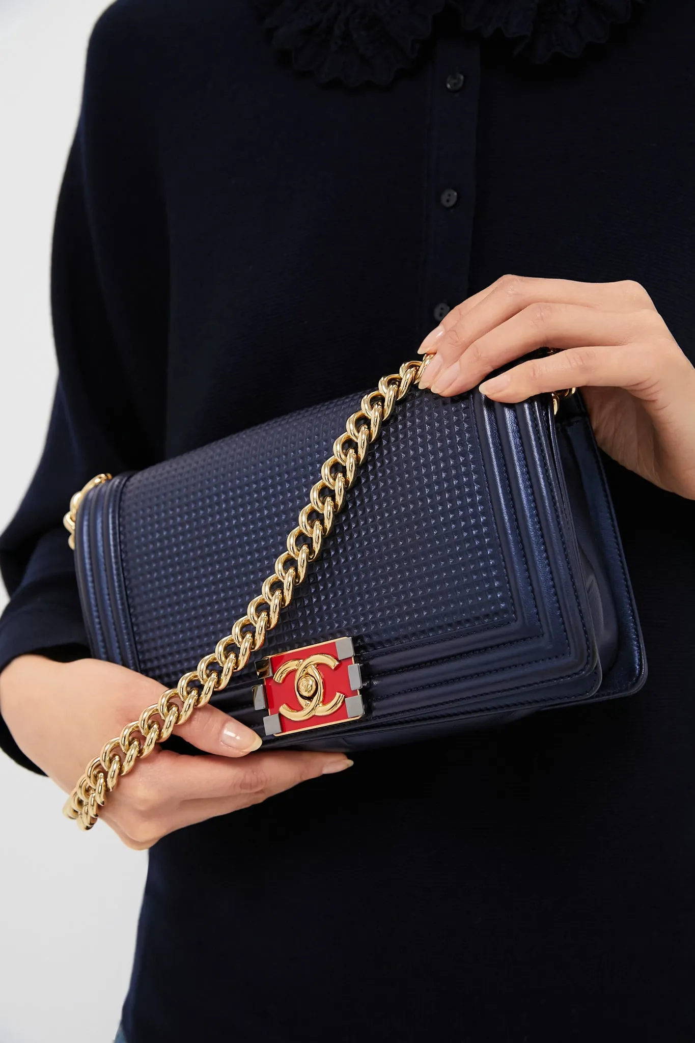 Chanel Boy Embossed Bicolor Shoulder Bag sold by Tuckernuck product image thumbnail 4