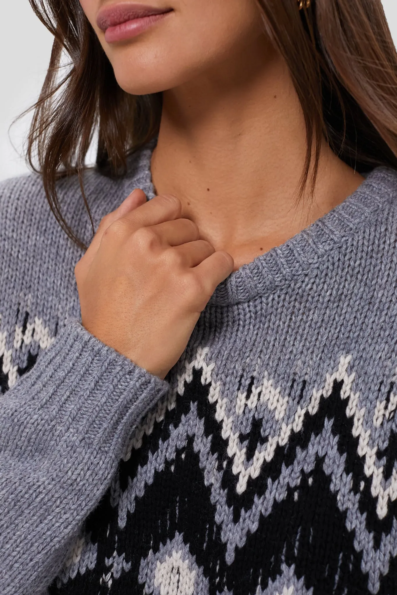 Heather Grey Multi Fairisle Moritz Sweater sold by Tuckernuck product image thumbnail 5