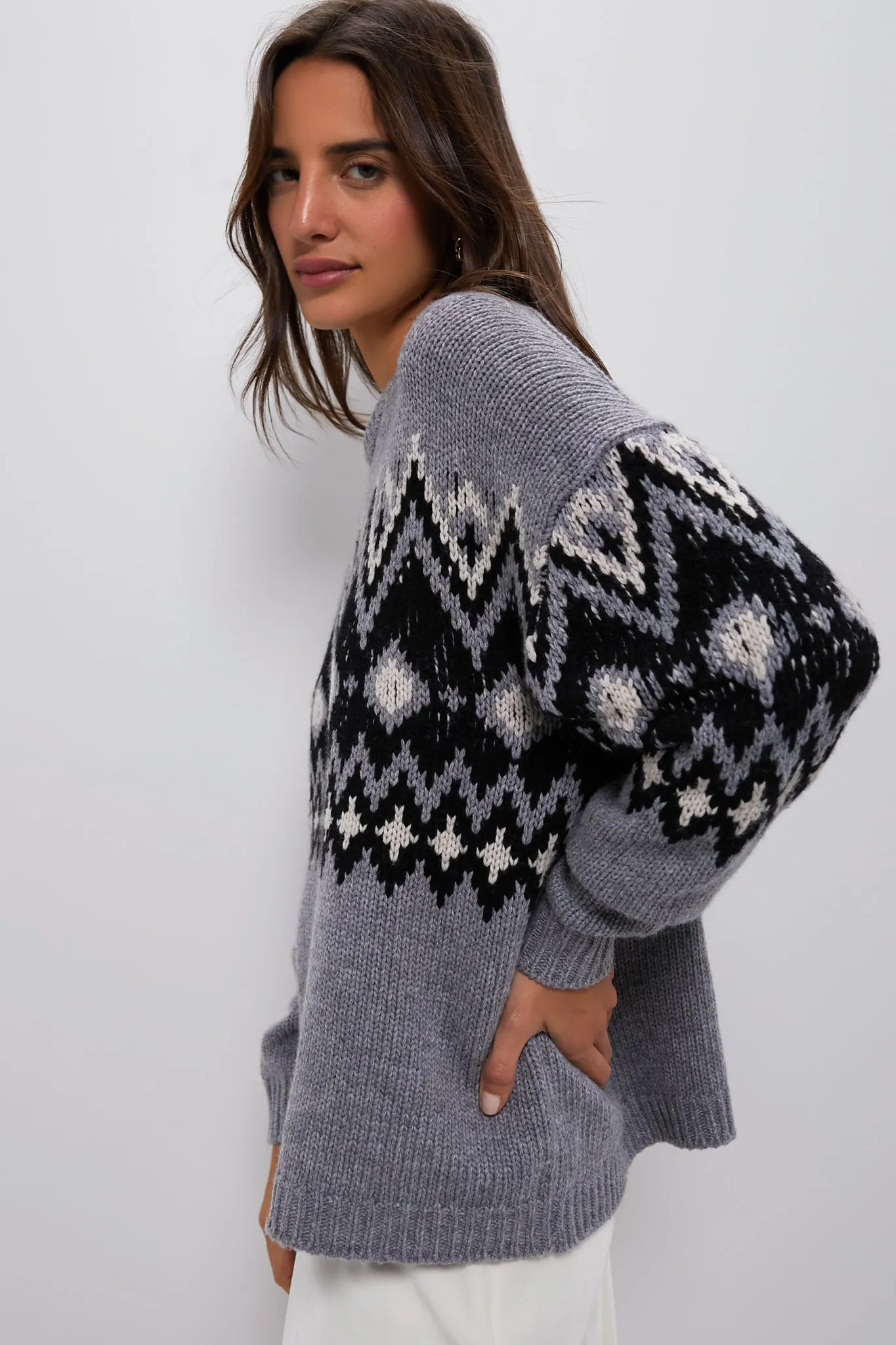 Heather Grey Multi Fairisle Moritz Sweater sold by Tuckernuck product image thumbnail 3