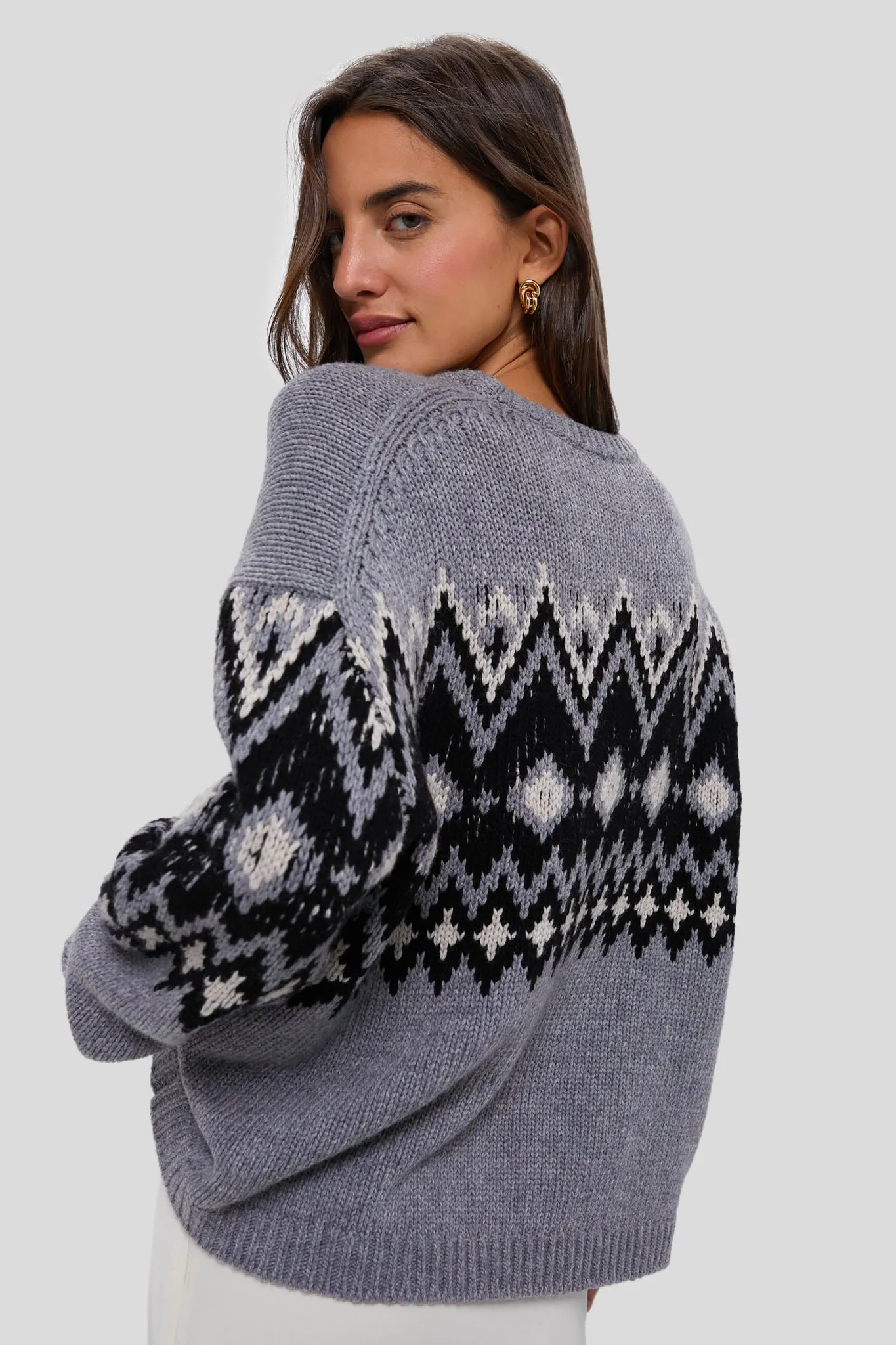 Heather Grey Multi Fairisle Moritz Sweater sold by Tuckernuck product image thumbnail 4