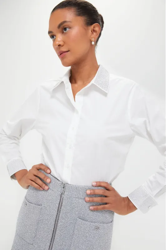 Exclusive White Icon Shirt with Rhinestone Collar sold by Tuckernuck