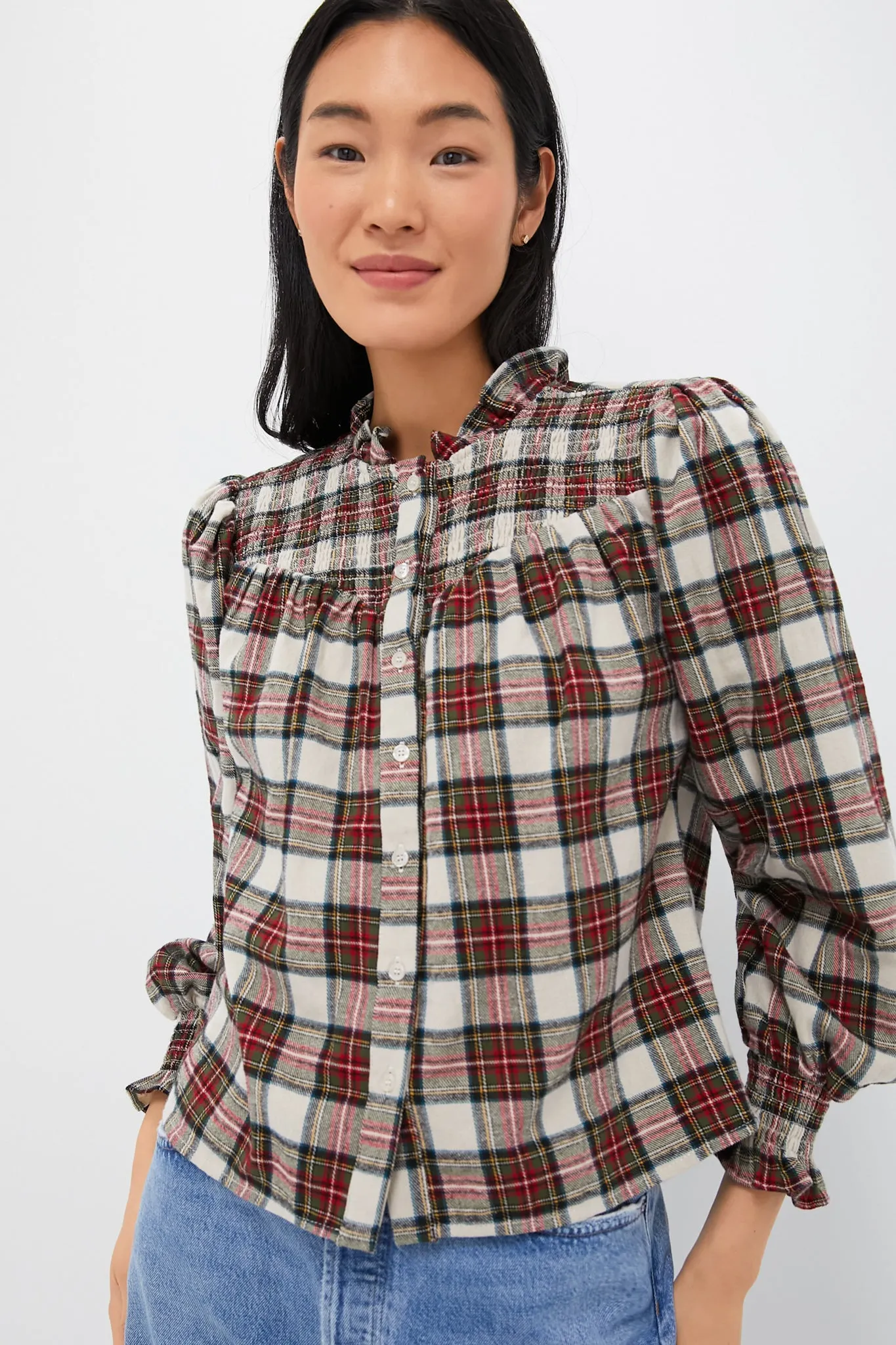 Exclusive Ivory Plaid Nicole Shirt sold by Tuckernuck