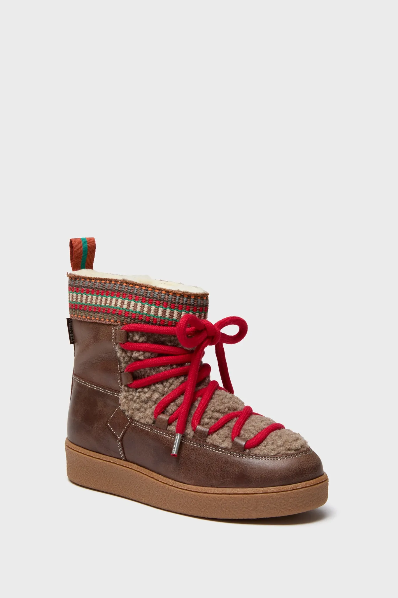 Dark Brown and Multi Cosmos Leather Wool-Lined Boots sold by Tuckernuck