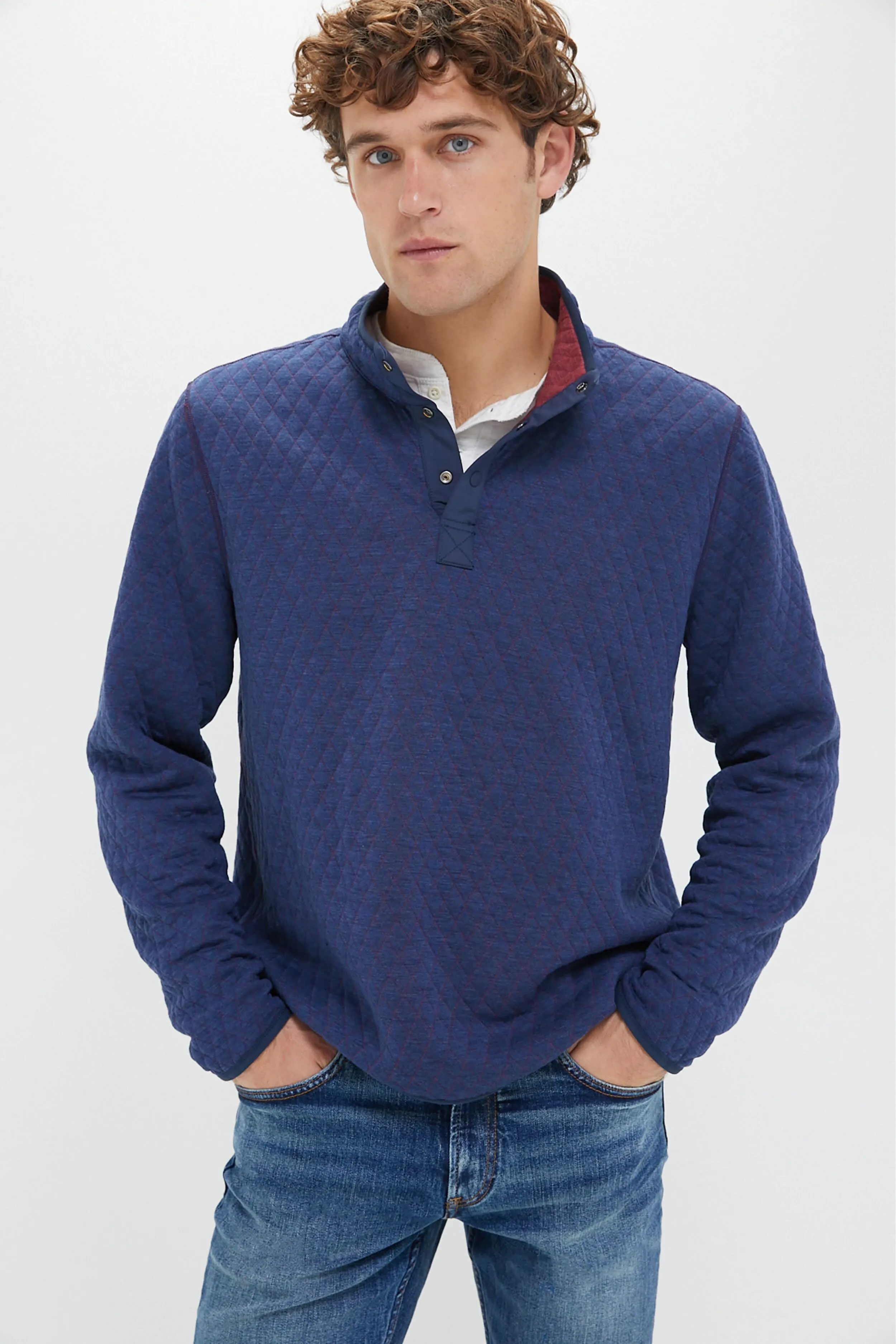 Burgundy Navy Heather Corbet Reversible Pullover sold by Tuckernuck product image thumbnail 2