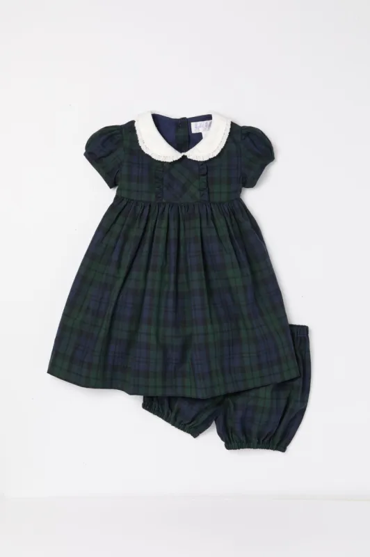 Exclusive Blackwatch Frill Front Dress and Bloomers Set sold by Tuckernuck