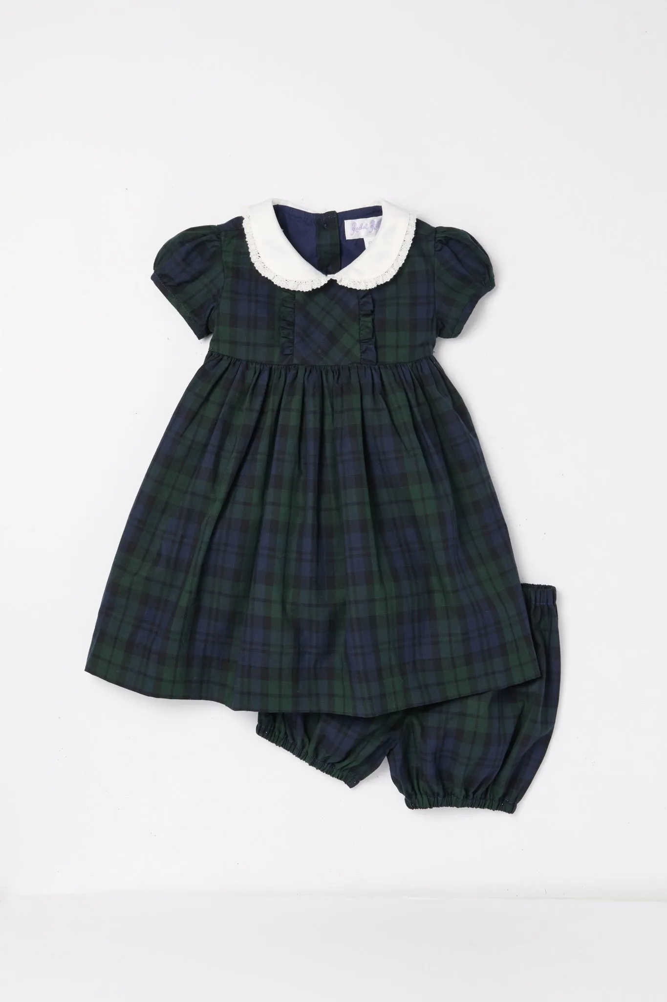 Exclusive Blackwatch Frill Front Dress and Bloomers Set sold by Tuckernuck