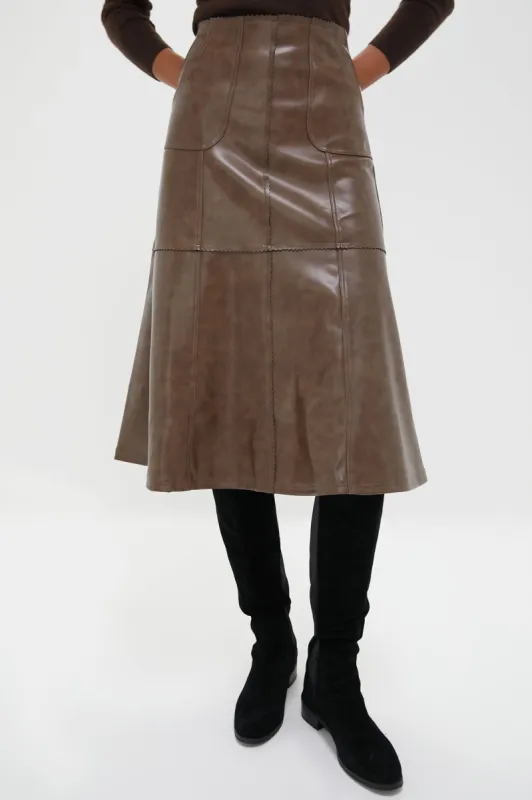 Brown Maddelena Midi Skirt sold by Tuckernuck