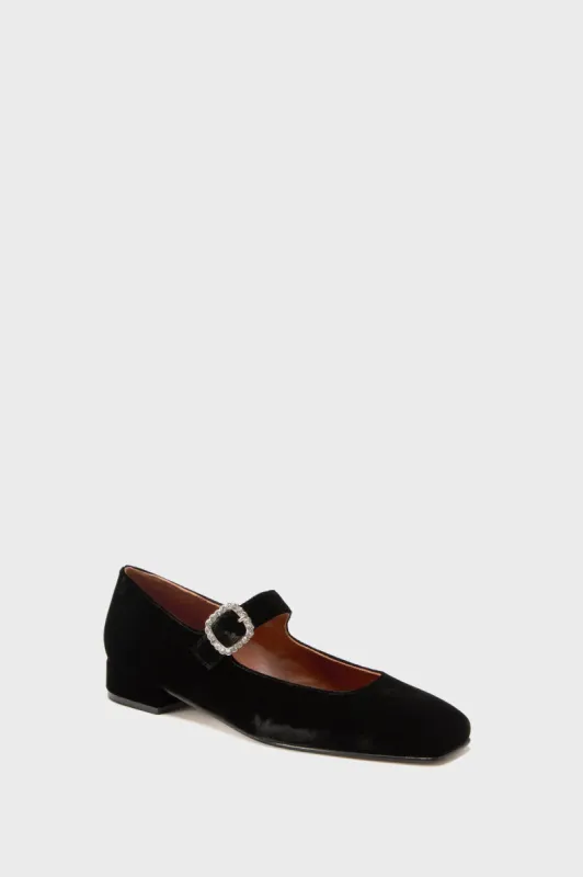 Black Low Mary Jane Diamante Velvet Shoes sold by Tuckernuck