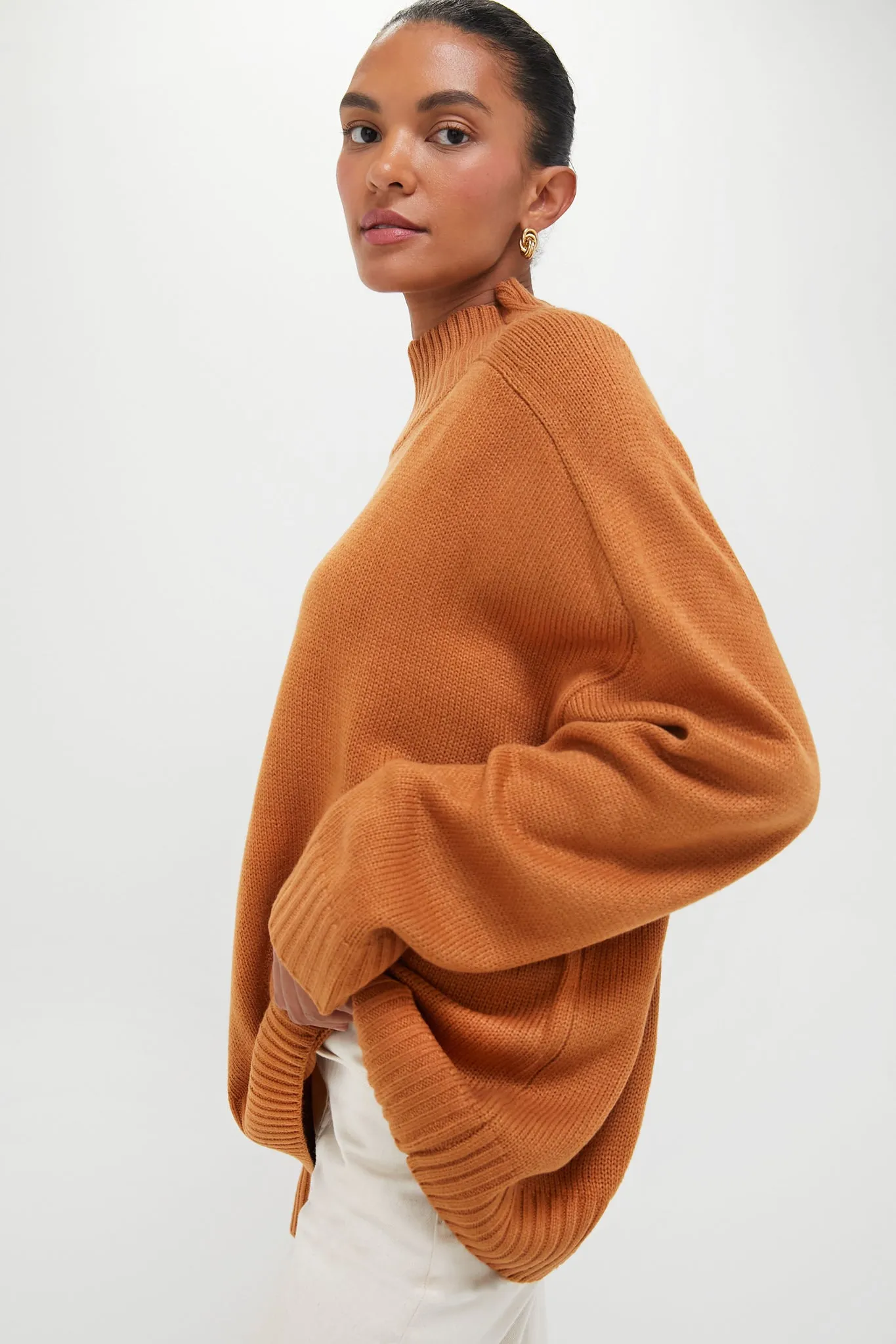 Camel Oversized Funnel Neck Sweater sold by Tuckernuck product image thumbnail 3