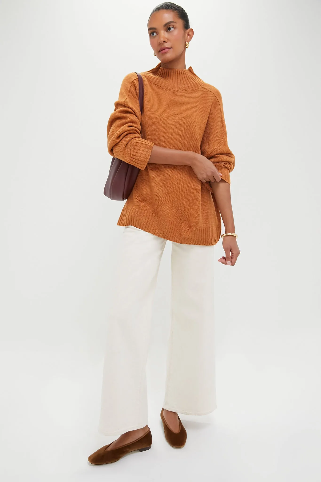 Camel Oversized Funnel Neck Sweater sold by Tuckernuck product image thumbnail 2