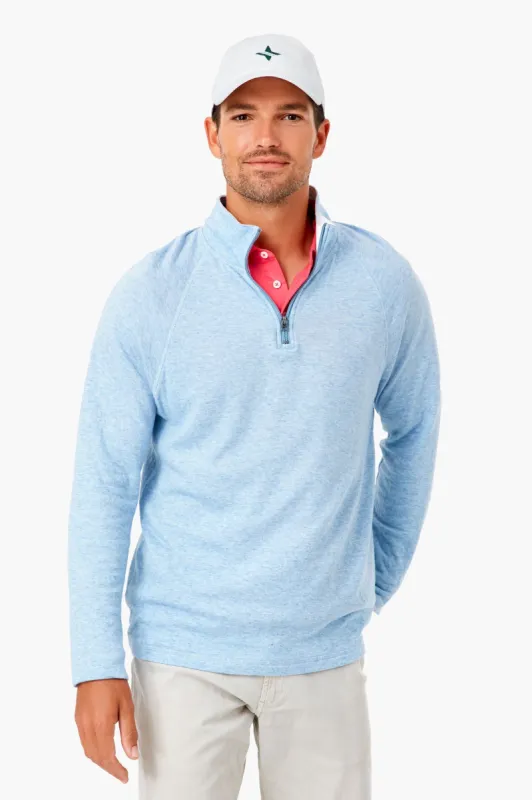 Light Blue Heather Cloud Quarter Zip sold by Tuckernuck