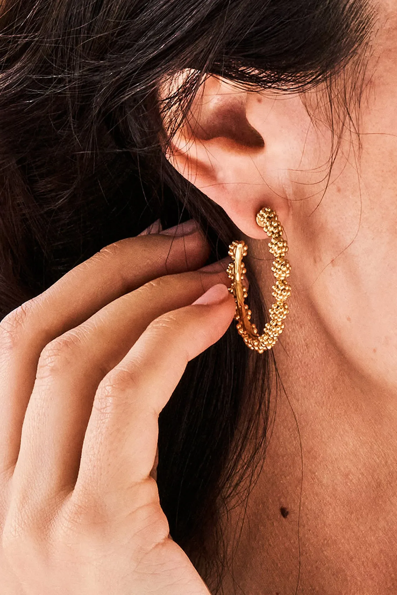 Gold Berry Icon Medium Hoop Earrings sold by Tuckernuck product image thumbnail 2