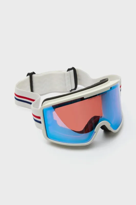 Red and Snow White Goggles sold by Tuckernuck