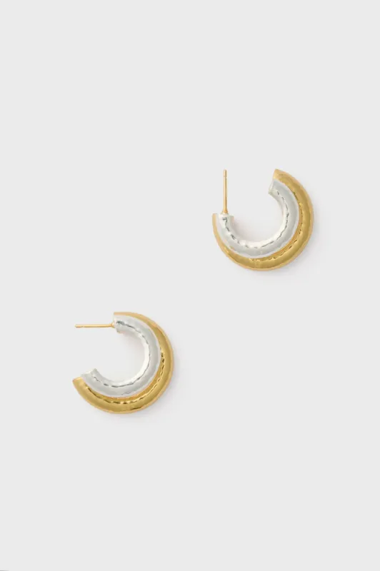 Yellow Gold and Silver Double Hoop Earrings sold by Tuckernuck