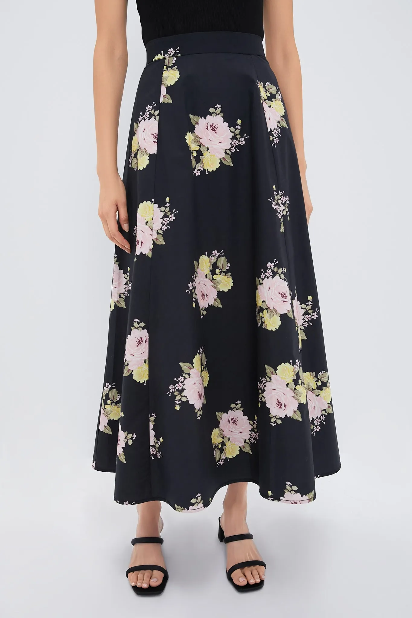Black Posy Poplin Maxi Skirt sold by Tuckernuck