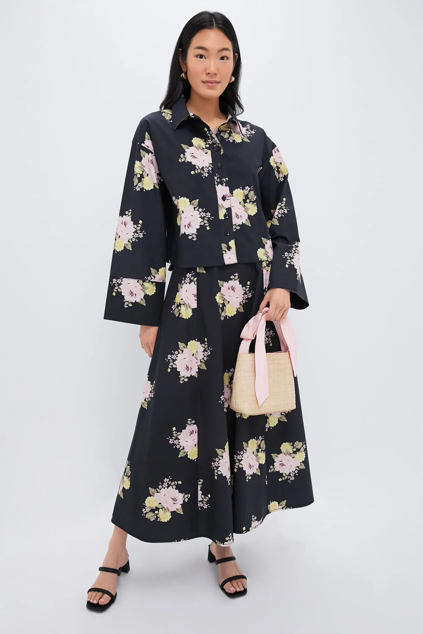 Black Posy Poplin Maxi Skirt sold by Tuckernuck product image thumbnail 2