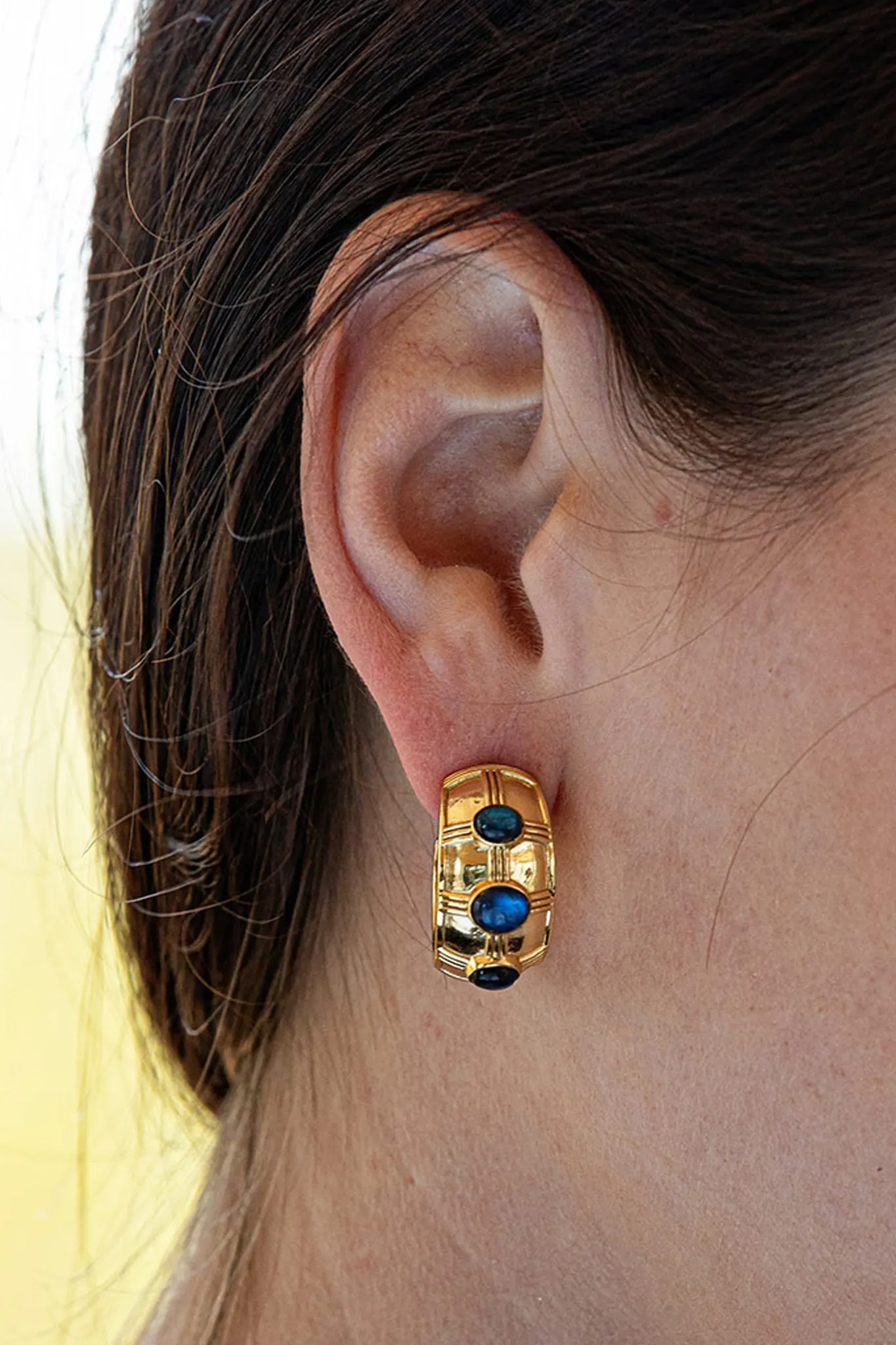 Blue Labradorite Cleopatra Bold Hoop Earrings sold by Tuckernuck product image thumbnail 2