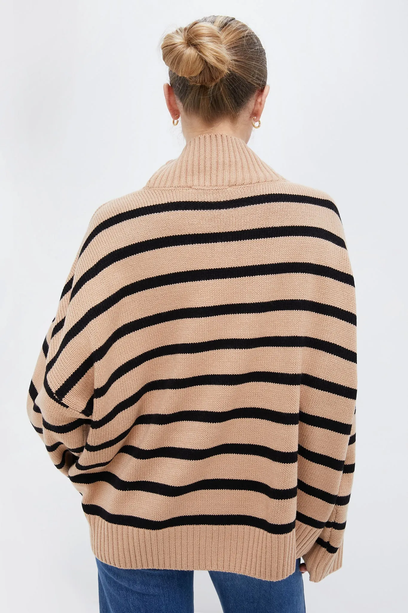 Soft Taupe and Black Oversized Funnel Neck Sweater sold by Tuckernuck product image thumbnail 4