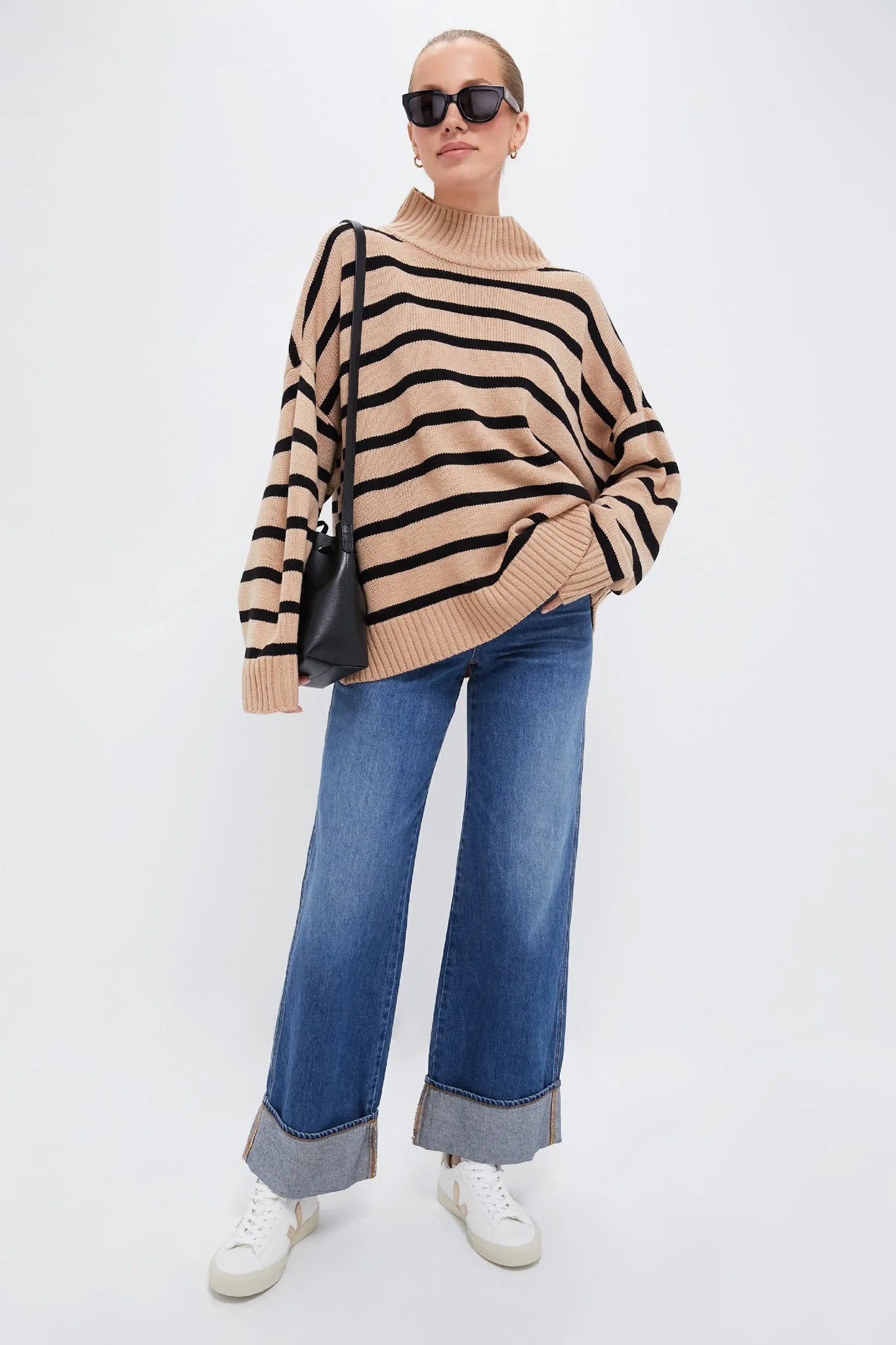 Soft Taupe and Black Oversized Funnel Neck Sweater sold by Tuckernuck product image thumbnail 2