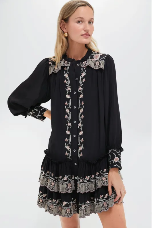 Black Lacey Embroidery Long Sleeve Tunic Dress sold by Tuckernuck