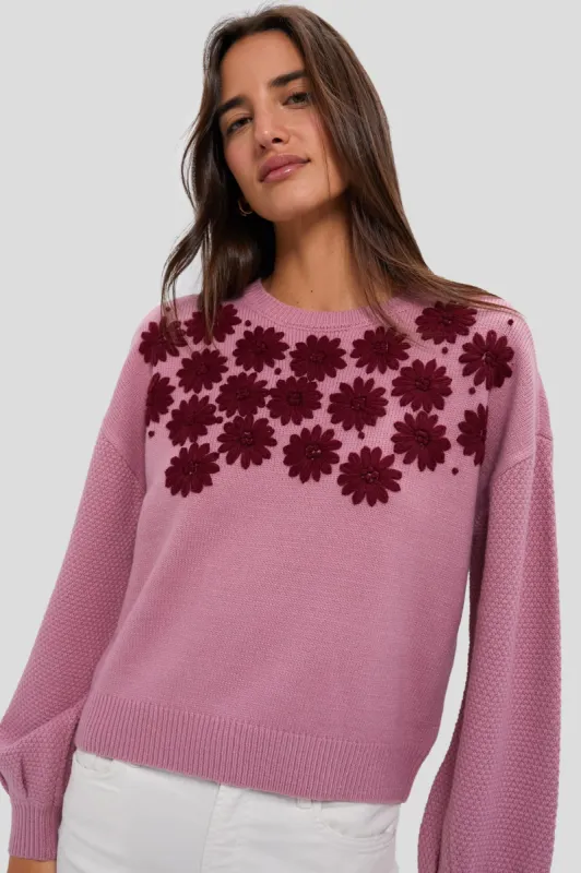 Rose Embroidered Floral Francine Sweater sold by Tuckernuck