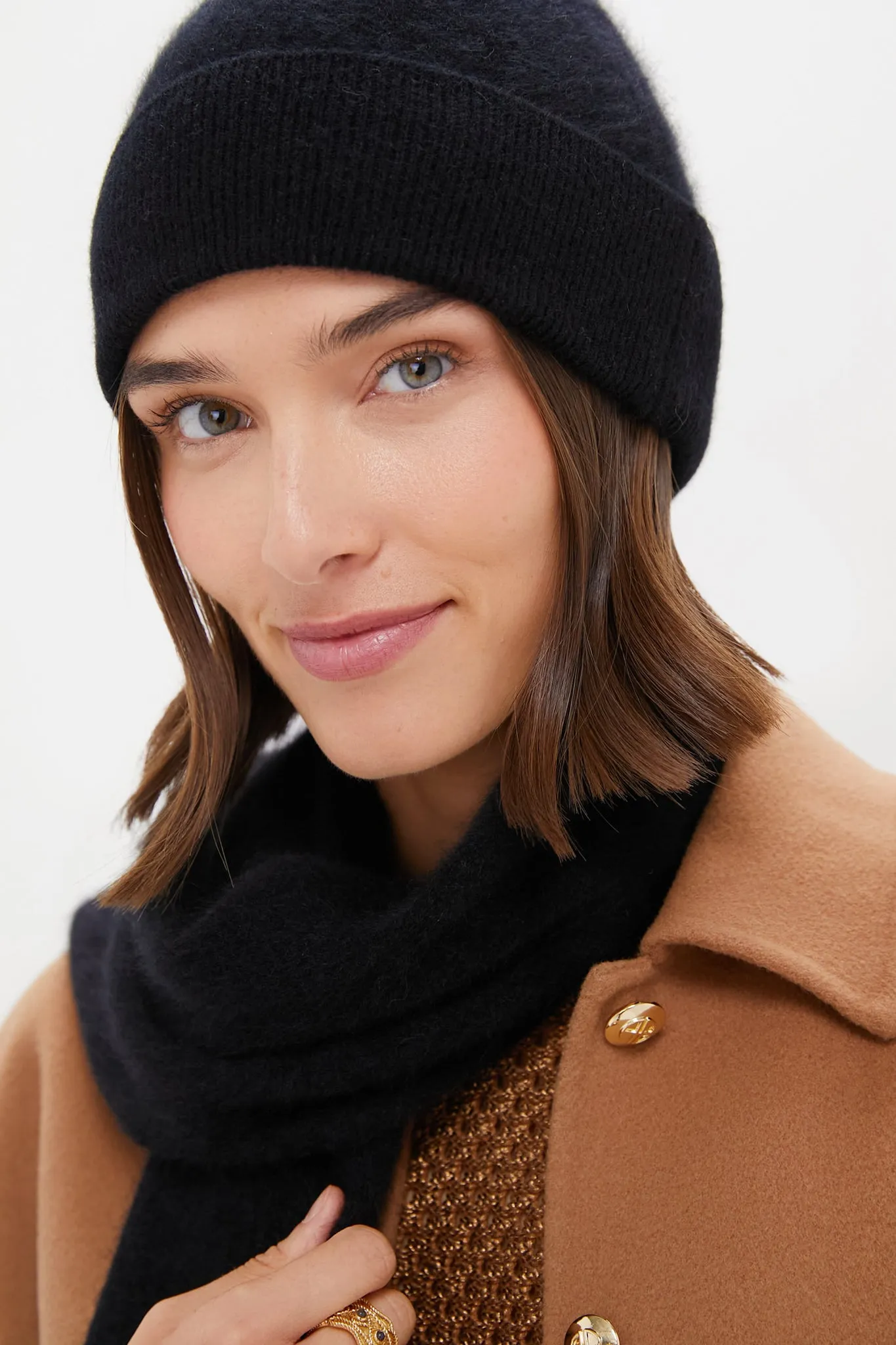 Black Cashmere Hat and Scarf Set sold by Tuckernuck product image thumbnail 4