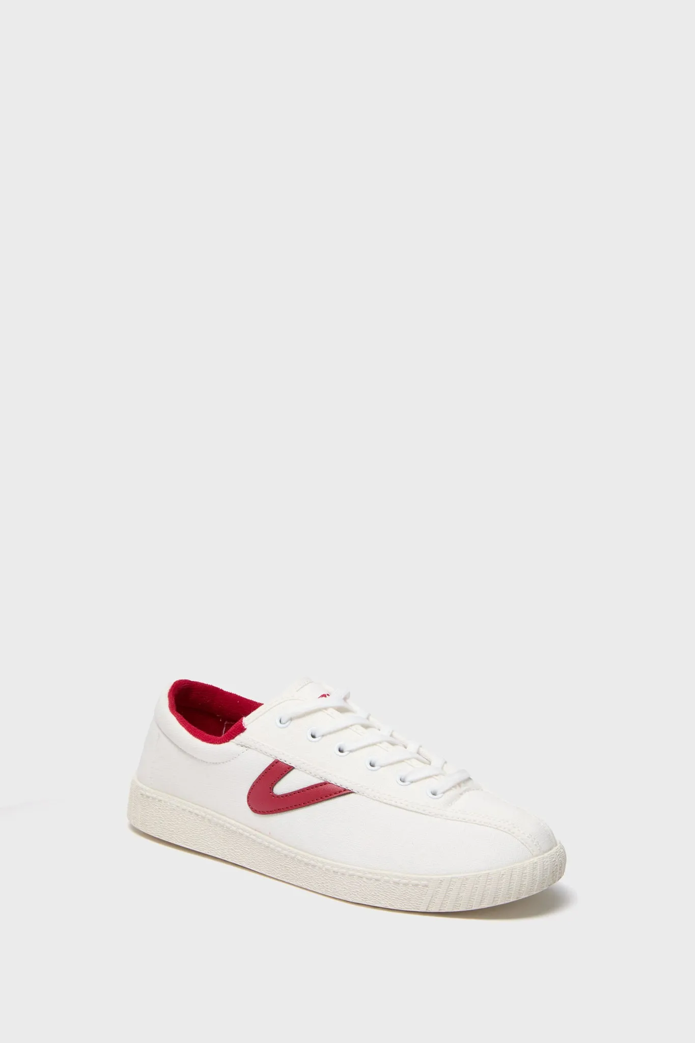 White and Red Nylite Lace Sneakers sold by Tuckernuck