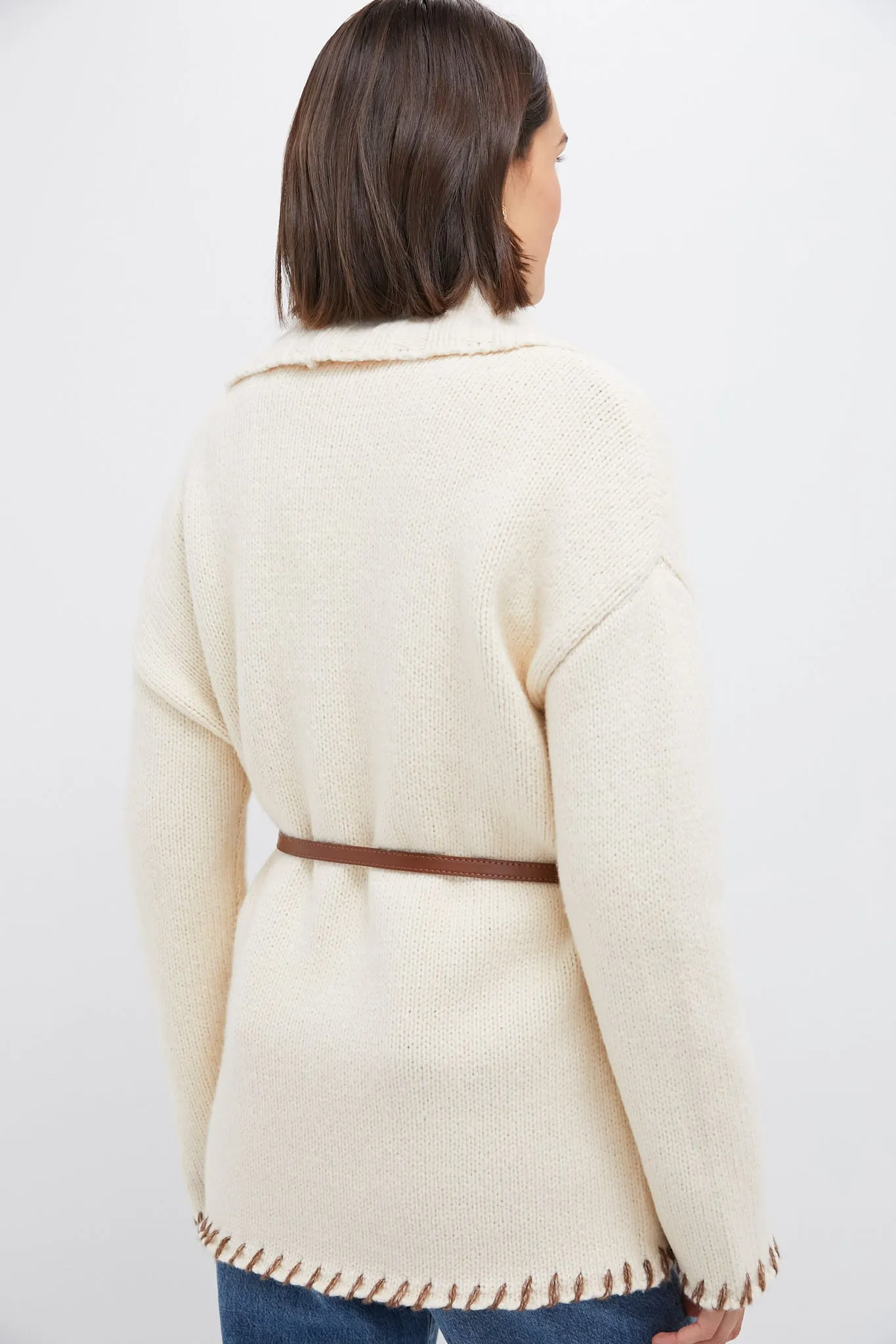 Cream Blanket Stitch Harrow Cardigan sold by Tuckernuck product image thumbnail 4