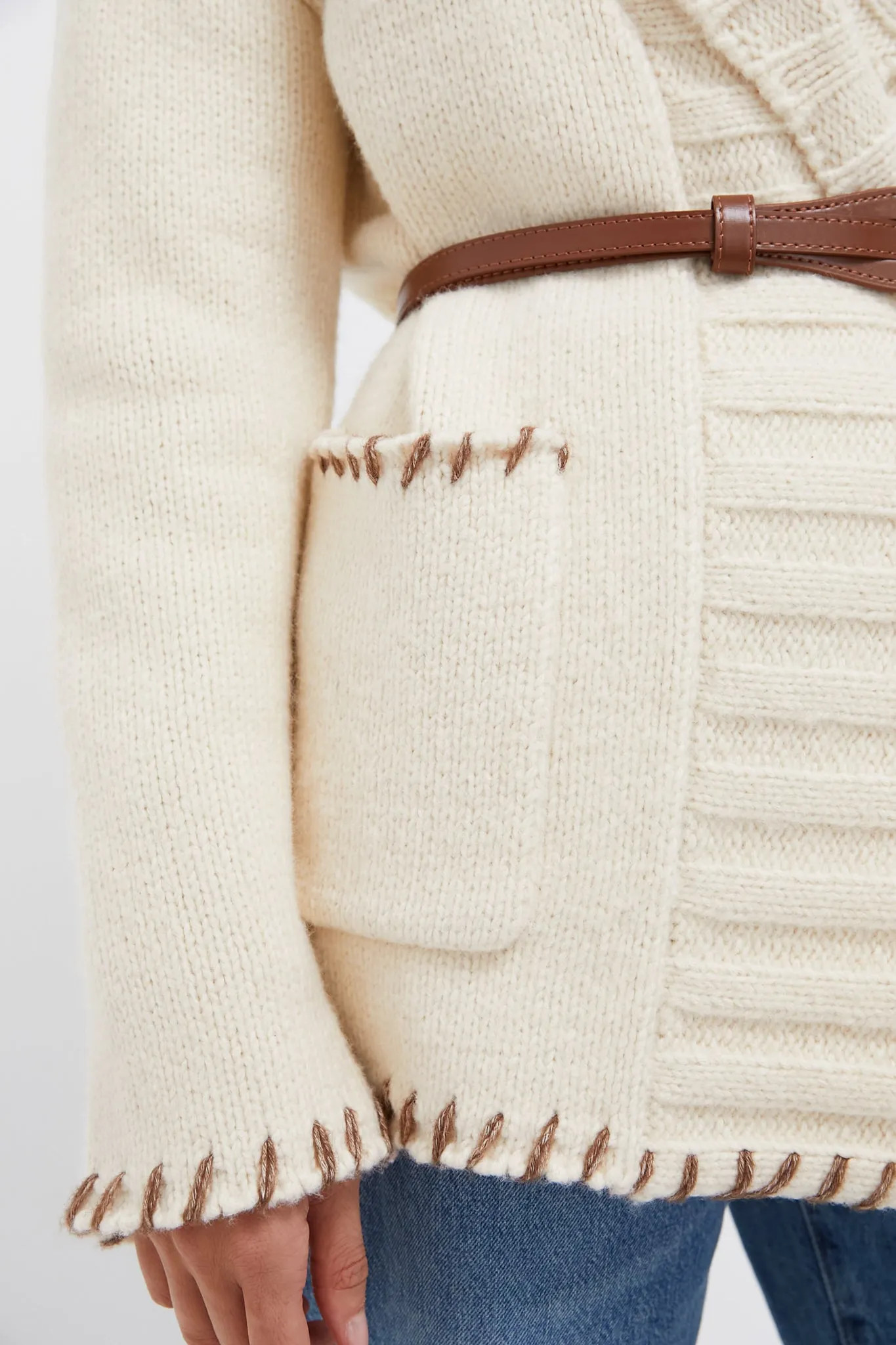 Cream Blanket Stitch Harrow Cardigan sold by Tuckernuck product image thumbnail 5