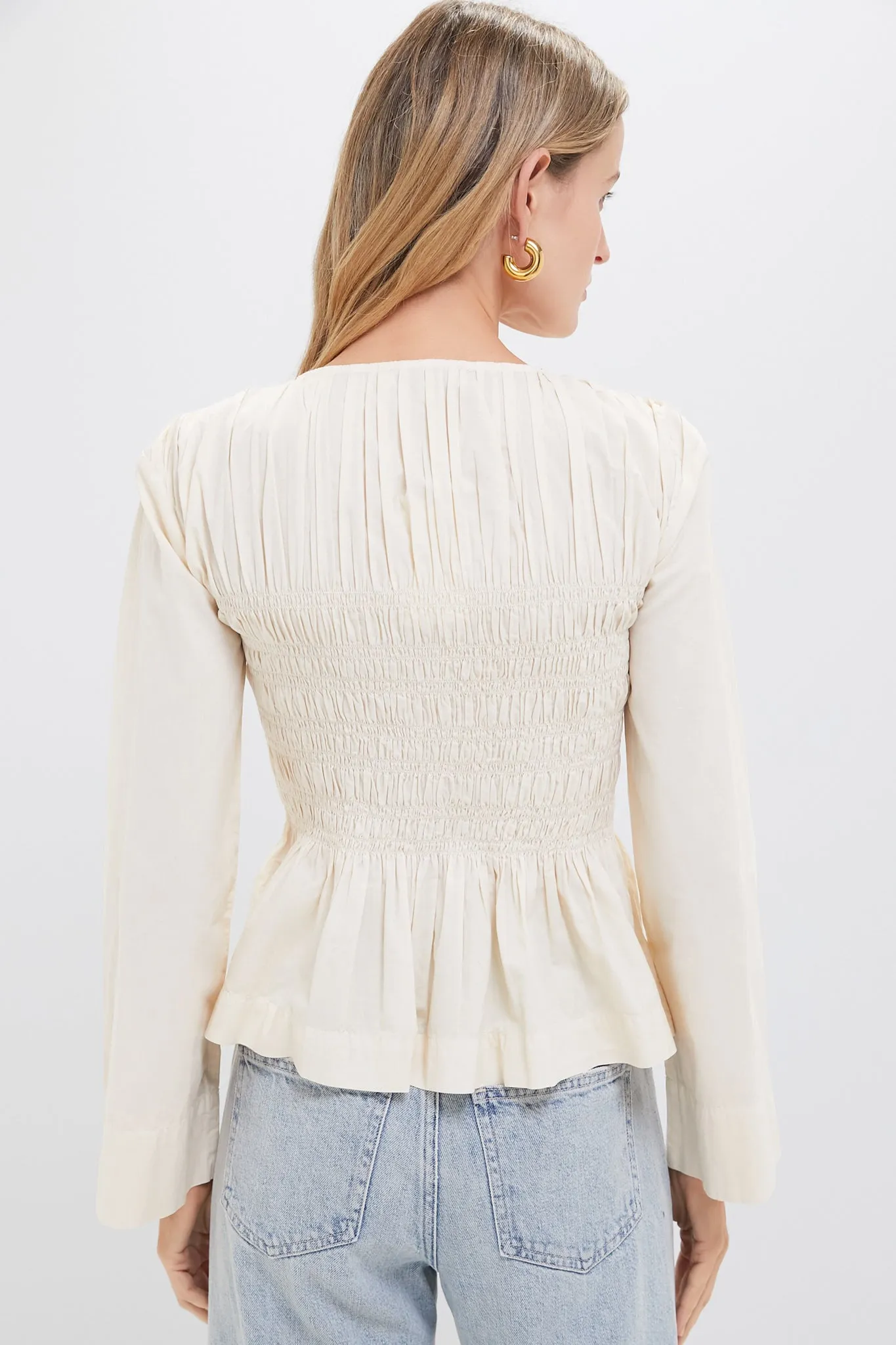 Cream Teri Solid Sportswear Long Sleeve Zip Front Top sold by Tuckernuck product image thumbnail 4