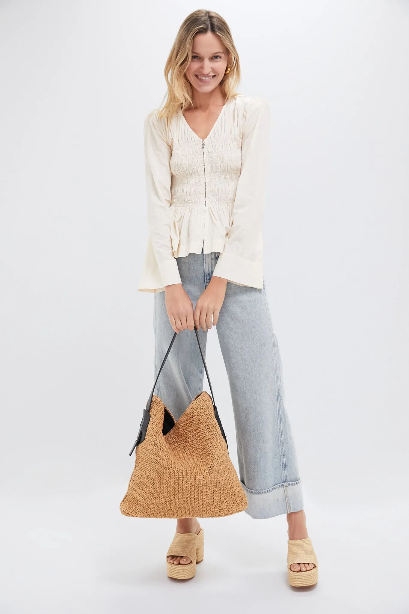 Cream Teri Solid Sportswear Long Sleeve Zip Front Top sold by Tuckernuck product image thumbnail 2