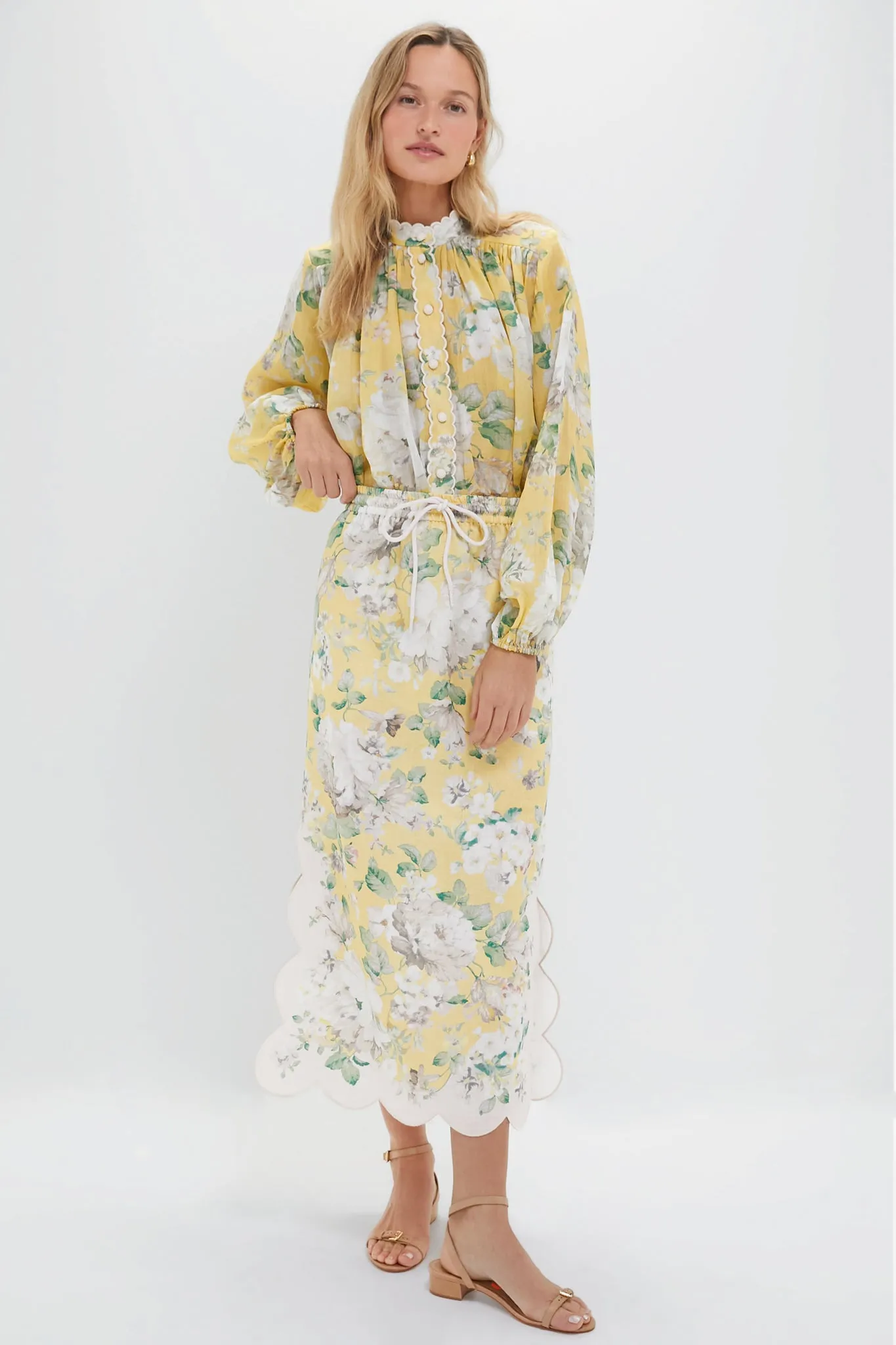 Yellow Floral Acacia Scallop Blouse sold by Tuckernuck product image thumbnail 5