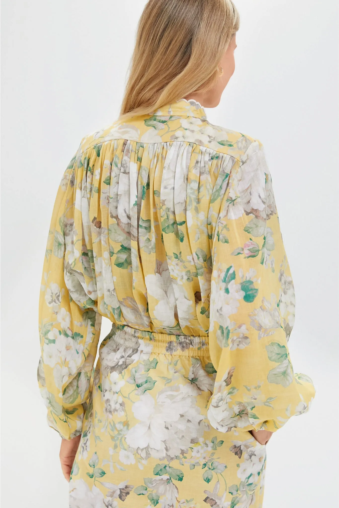 Yellow Floral Acacia Scallop Blouse sold by Tuckernuck product image thumbnail 3