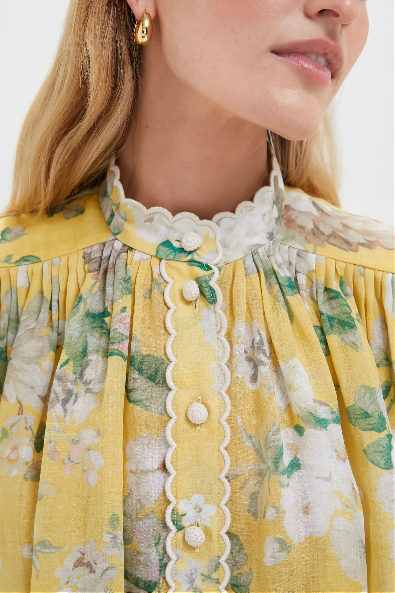 Yellow Floral Acacia Scallop Blouse sold by Tuckernuck product image thumbnail 4