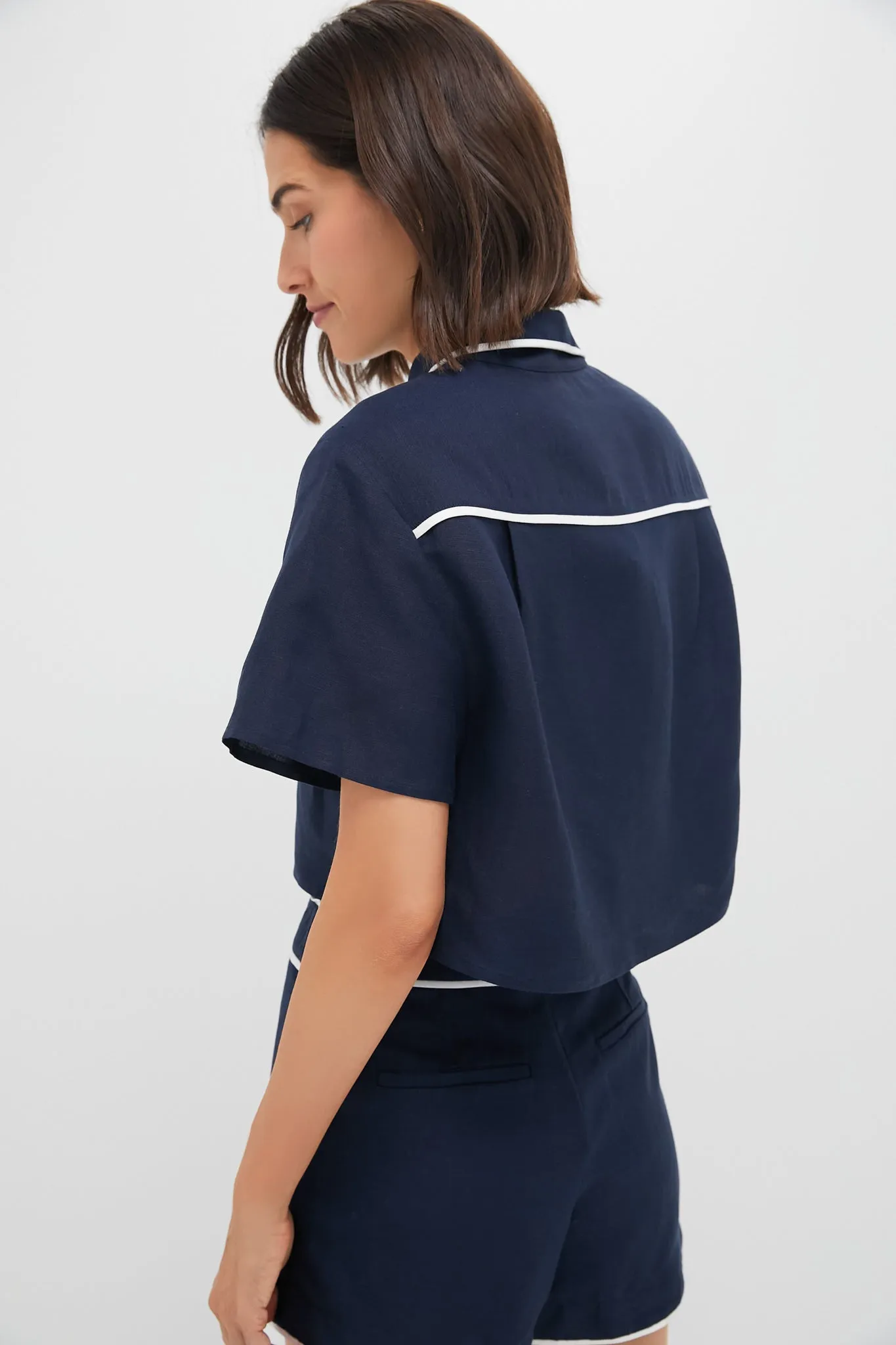 Midnight Solange Short Sleeve Cropped Shirt sold by Tuckernuck product image thumbnail 4