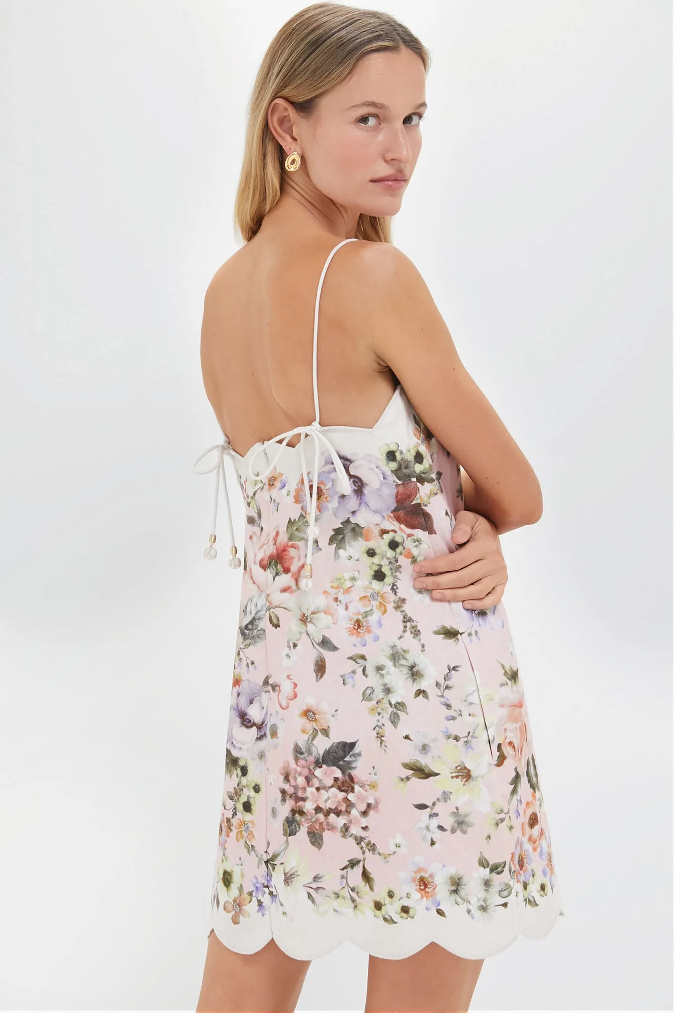 Pink Floral Acacia Scallop Mini Dress sold by Tuckernuck product image thumbnail 4