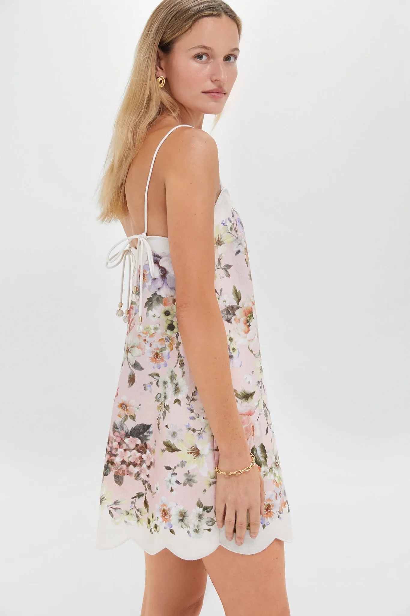 Pink Floral Acacia Scallop Mini Dress sold by Tuckernuck product image thumbnail 3