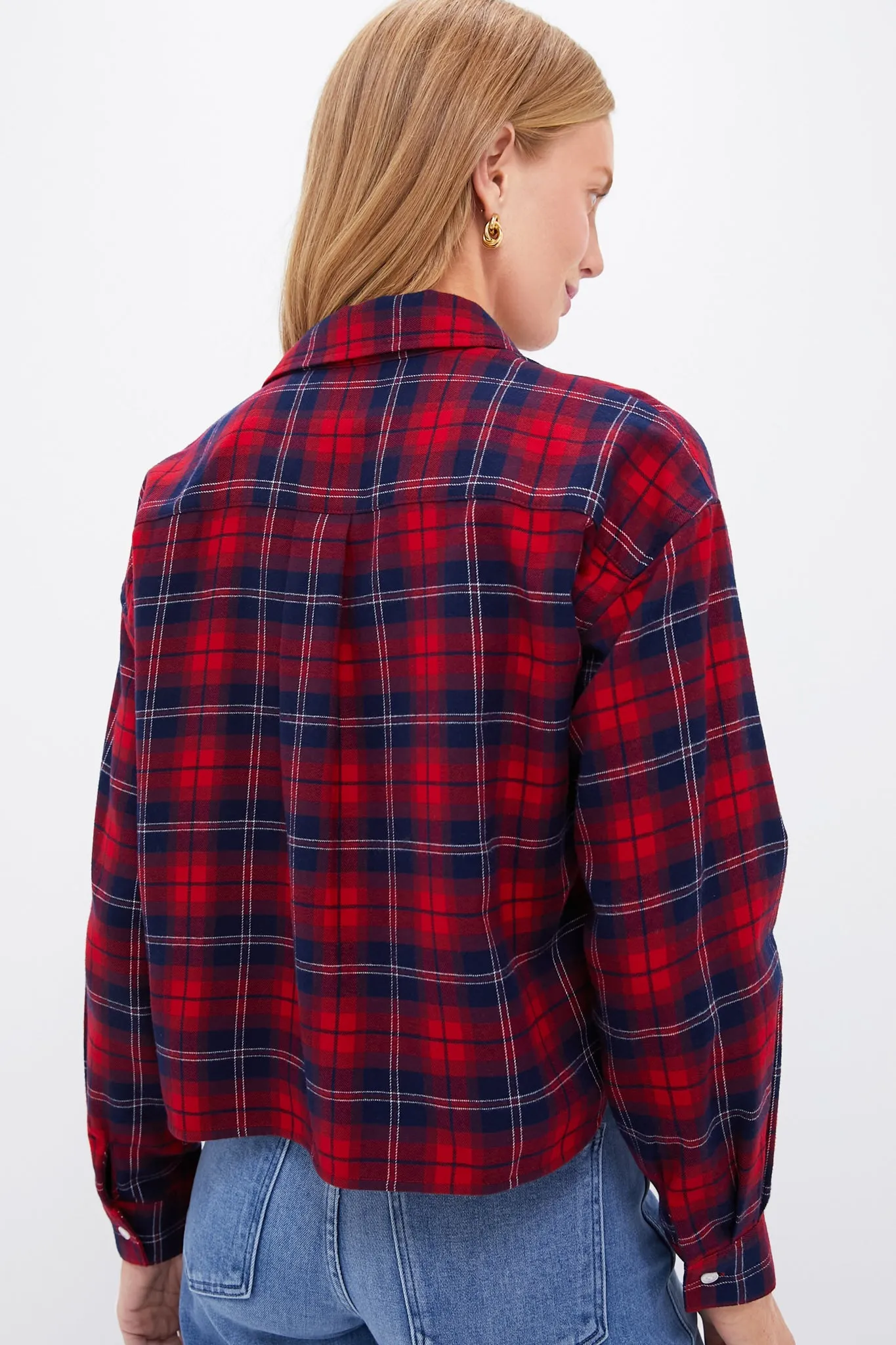 Red Plaid Flannel Cropped Jasper Button Down sold by Tuckernuck product image thumbnail 5