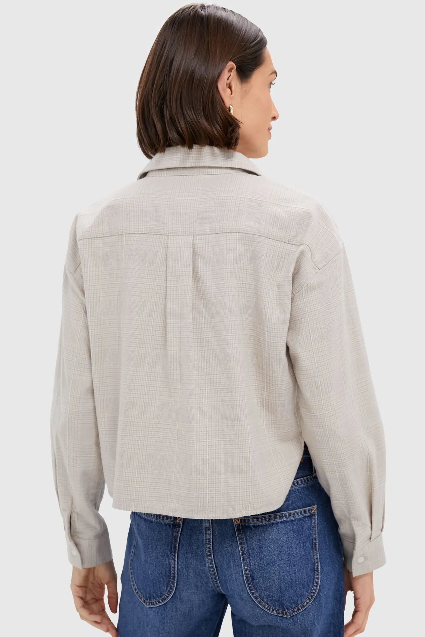 Tan Plaid Flannel Cropped Jasper Button Down sold by Tuckernuck product image thumbnail 4