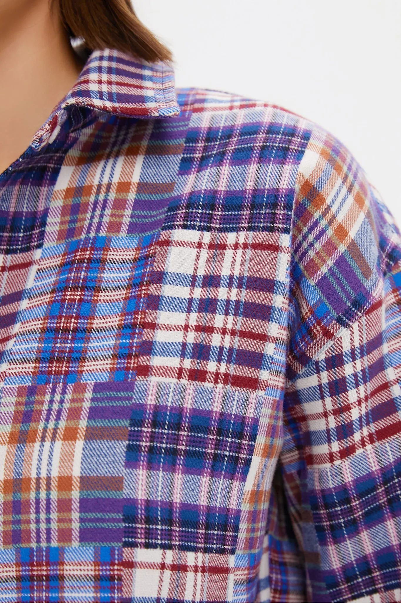Patchwork Plaid Flannel Cropped Jasper Button Down sold by Tuckernuck product image thumbnail 5