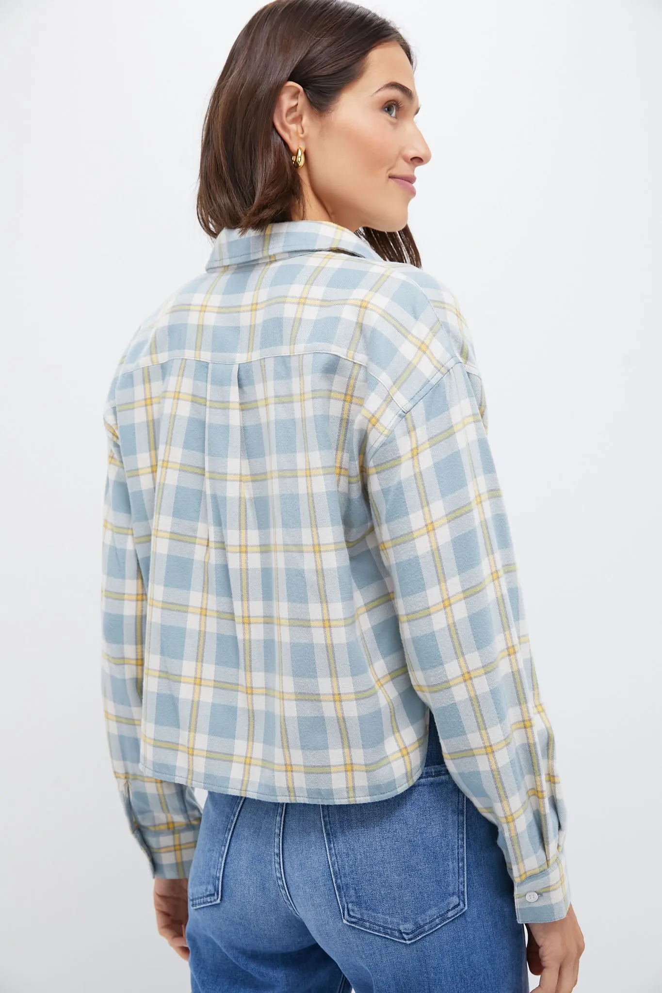 Blue Plaid Flannel Cropped Jasper Button Down sold by Tuckernuck product image thumbnail 4