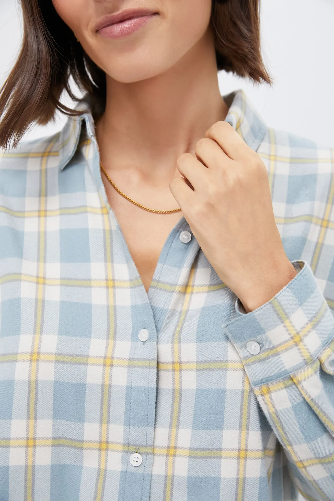 Blue Plaid Flannel Cropped Jasper Button Down sold by Tuckernuck product image thumbnail 5