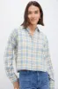 Blue Plaid Flannel Cropped Jasper Button Down sold by Tuckernuck