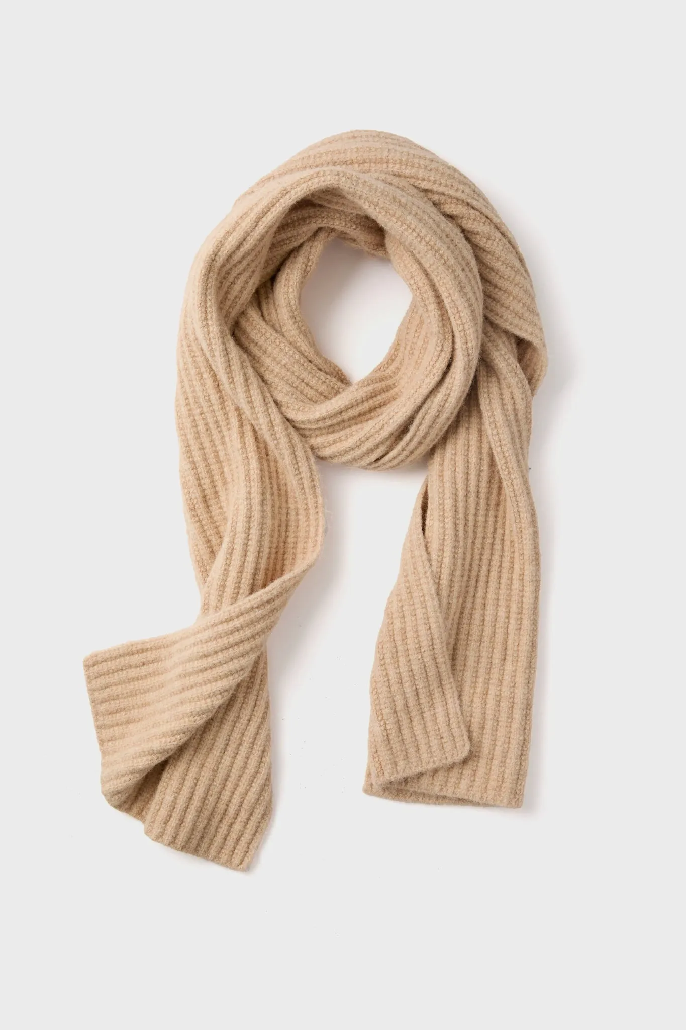 Camel Wool Blend Rib Knit Scarf sold by Tuckernuck