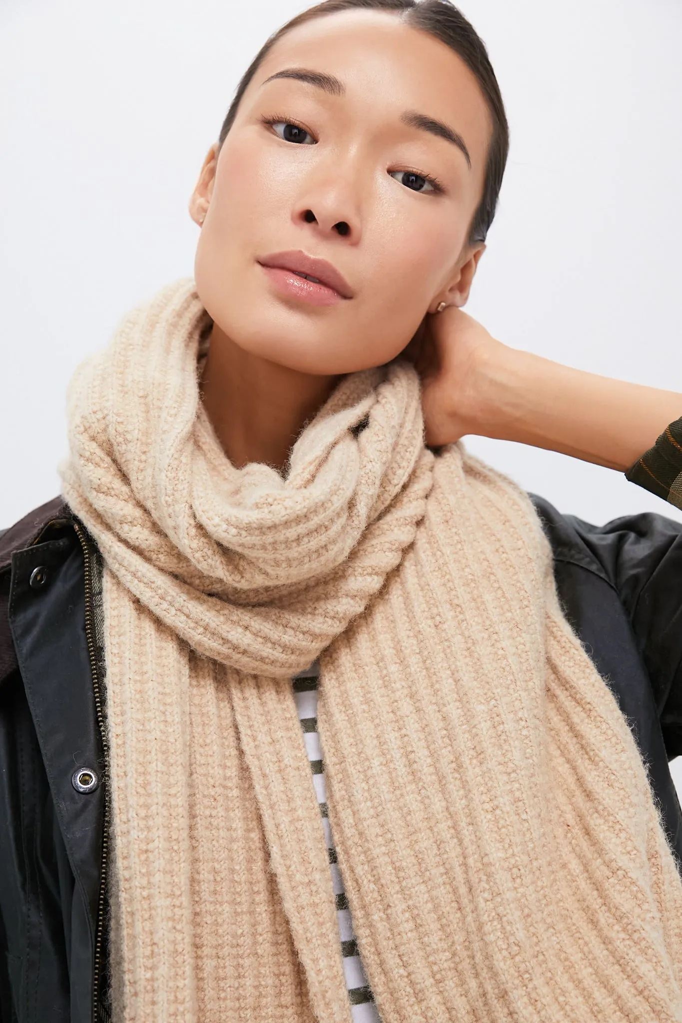Camel Wool Blend Rib Knit Scarf sold by Tuckernuck product image thumbnail 4