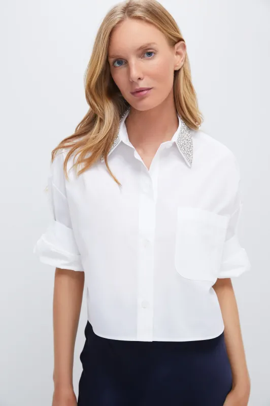 White Next Ex with Crystal Collar Shirt sold by Tuckernuck