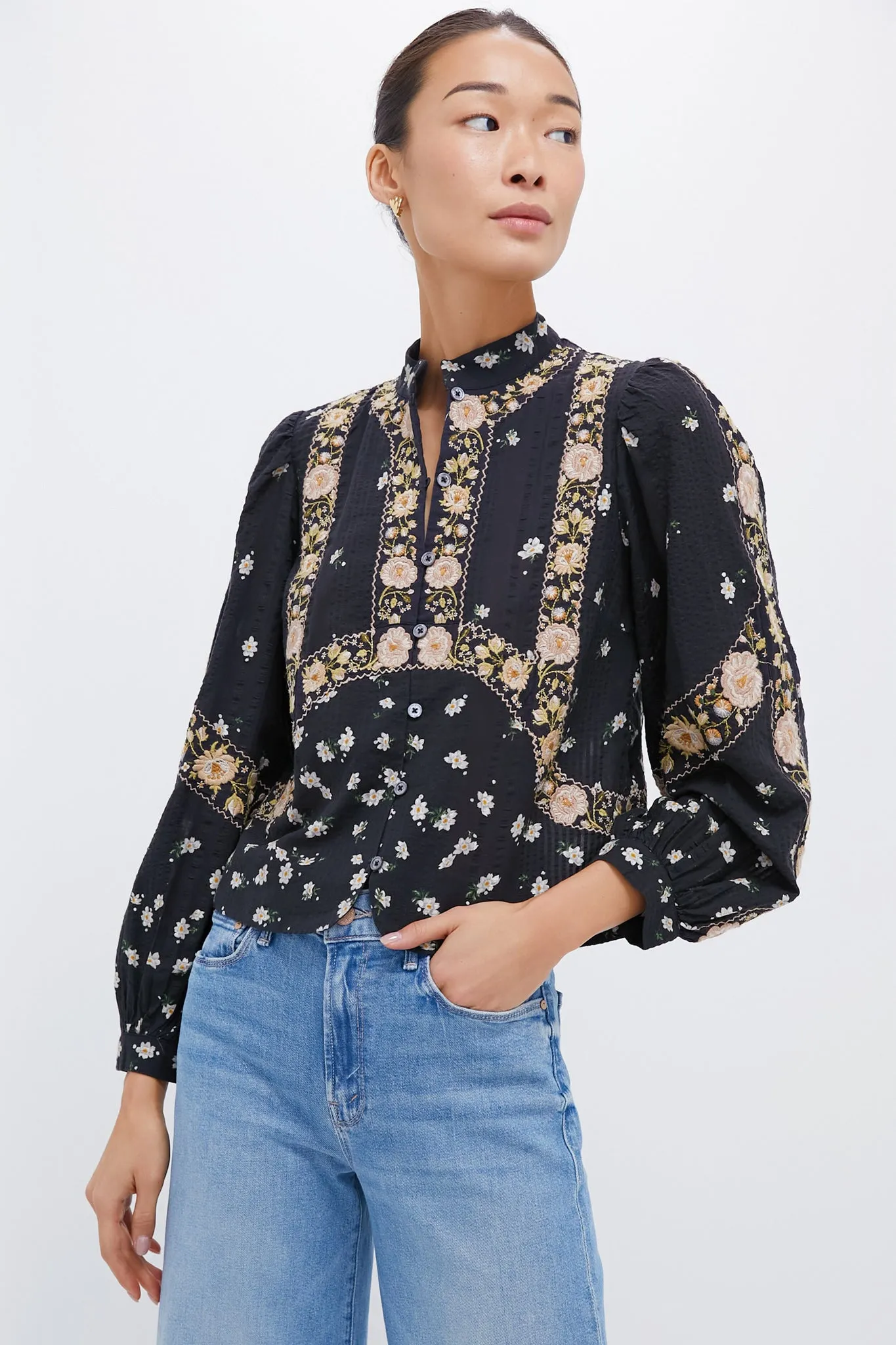 Black Elizabeth Print Long Sleeve Top sold by Tuckernuck