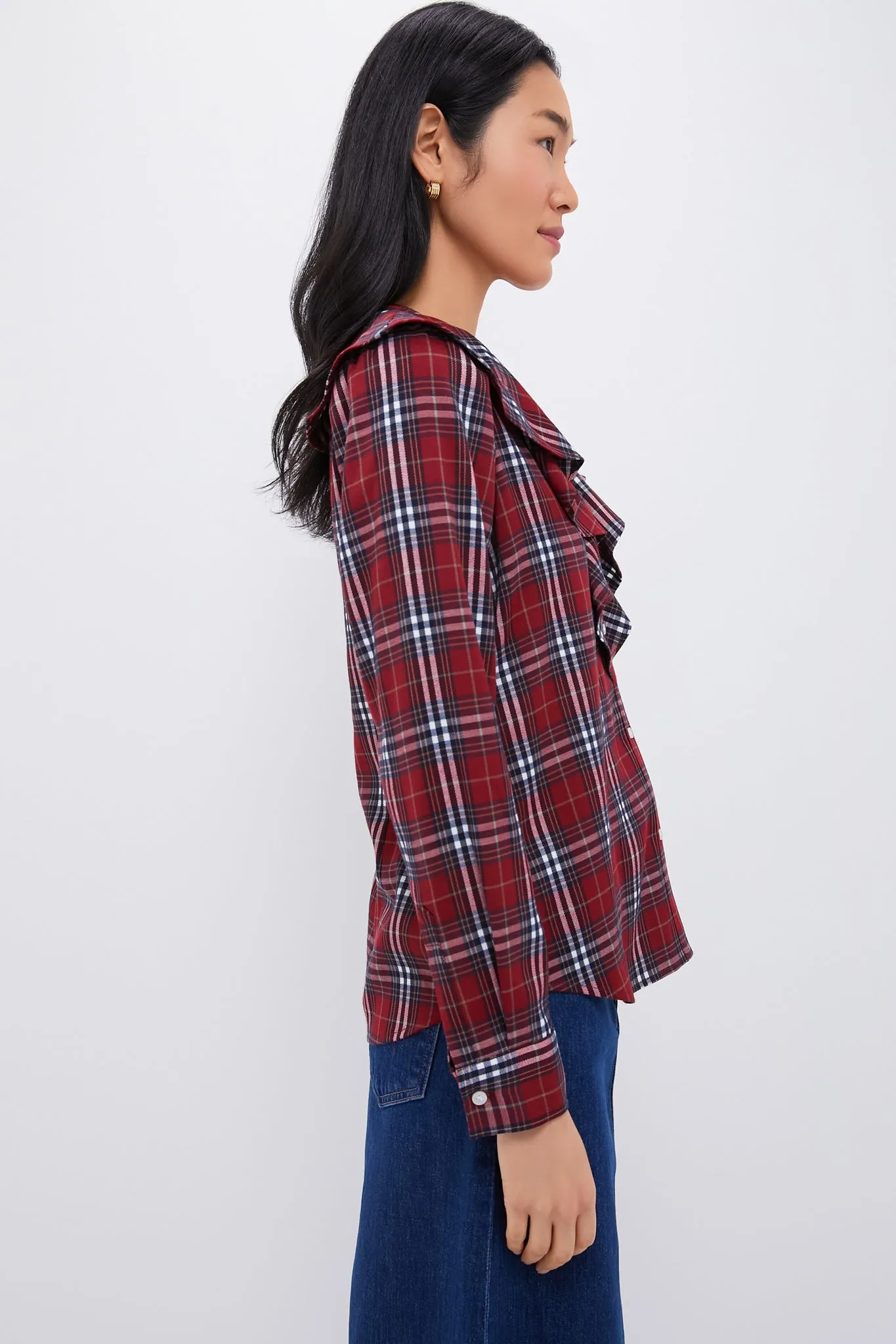Red Plaid Ruffle Eileen Button Down Shirt sold by Tuckernuck product image thumbnail 3