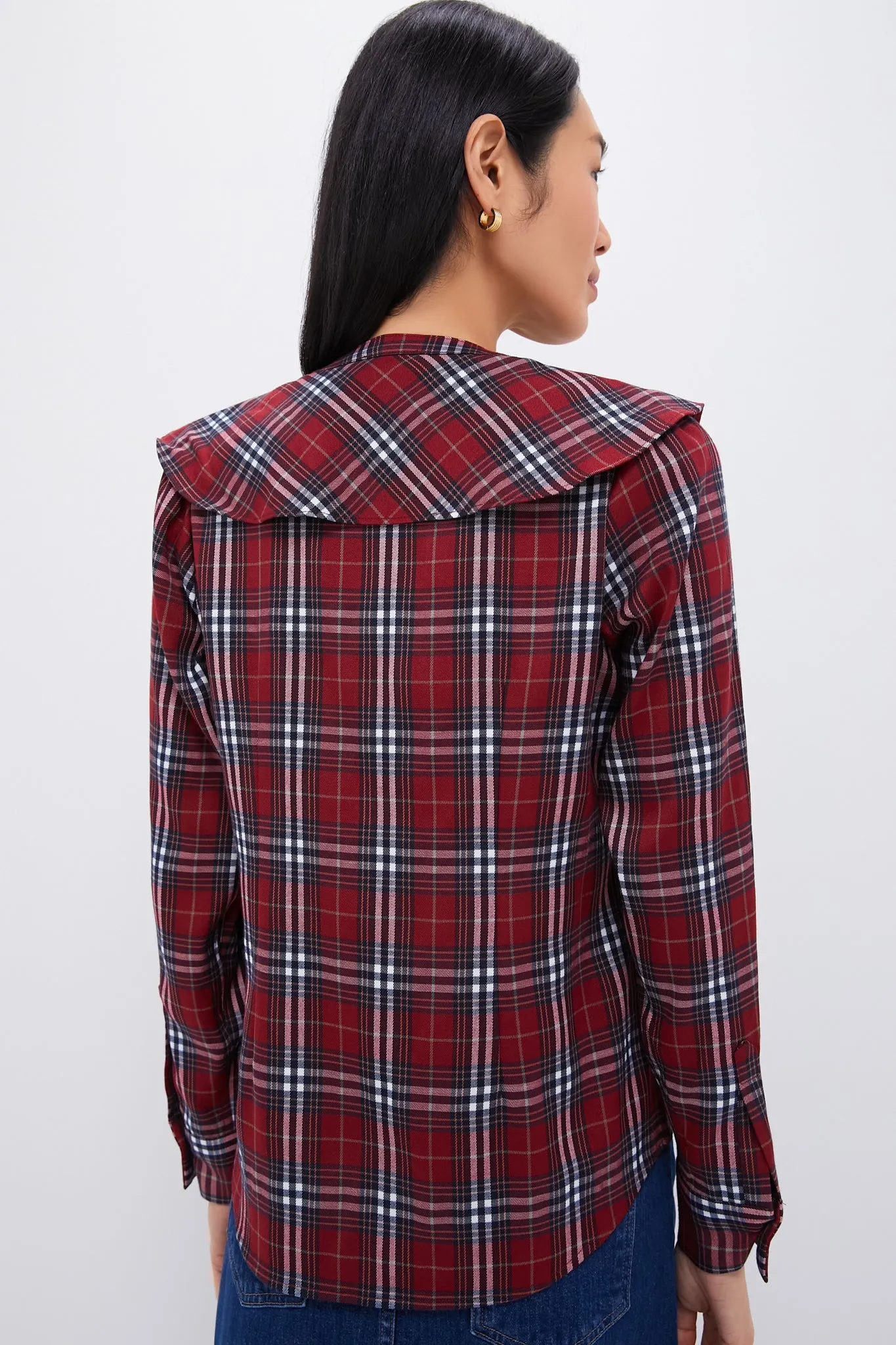 Red Plaid Ruffle Eileen Button Down Shirt sold by Tuckernuck product image thumbnail 4