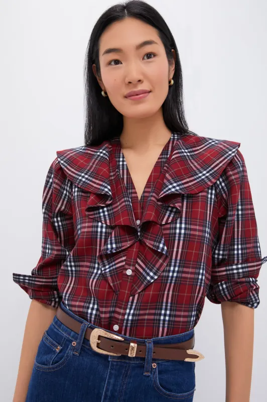 Red Plaid Ruffle Eileen Button Down Shirt sold by Tuckernuck